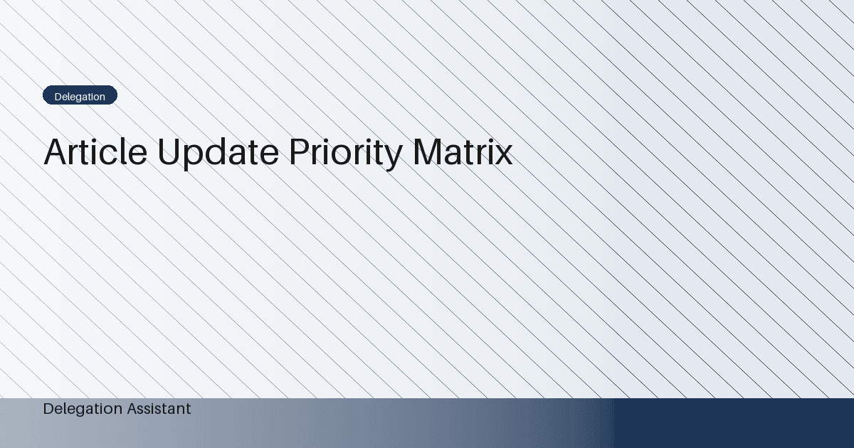 Article update priority matrix: A Practical Operating Guide
