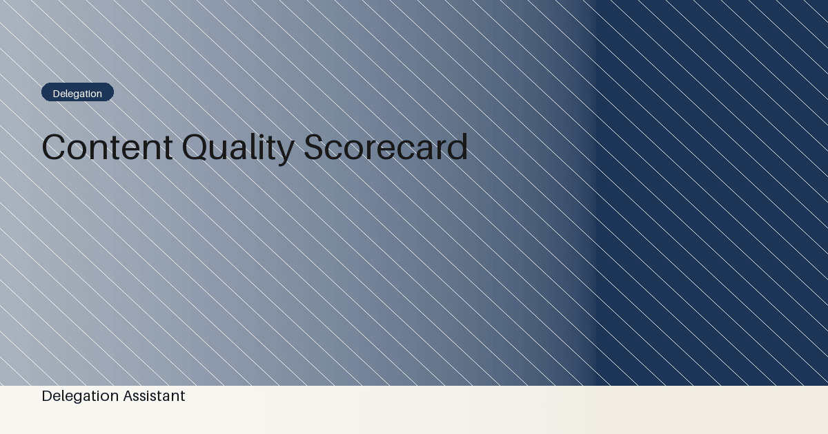 Content quality scorecard: A Practical Operating Guide