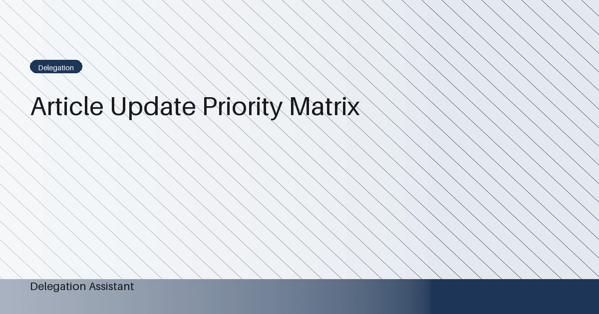 Cover image for article: Article update priority matrix: A Practical Operating Guide