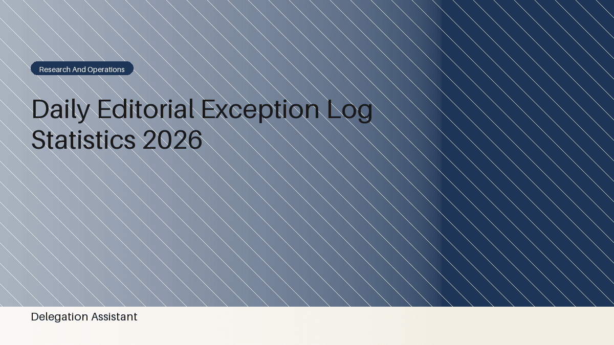Deterministic editorial research dashboard illustrating daily editorial exception log statistics