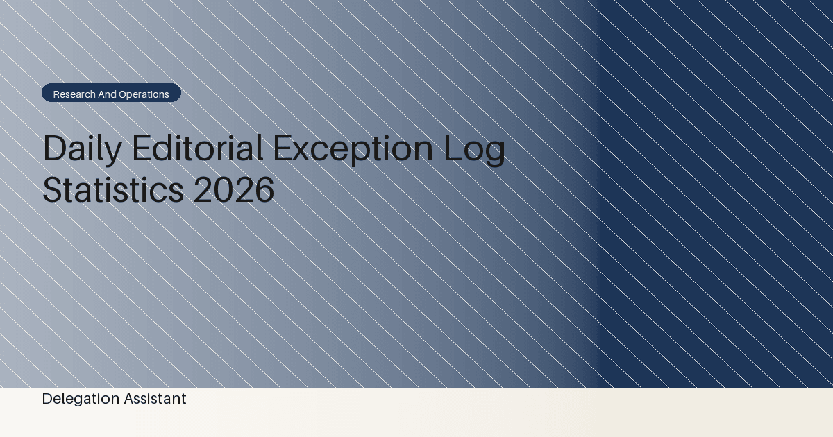 Deterministic editorial research dashboard illustrating daily editorial exception log statistics