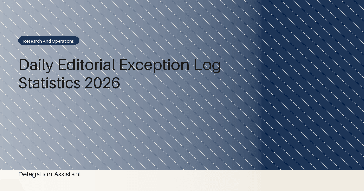 Deterministic editorial research dashboard illustrating daily editorial exception log statistics