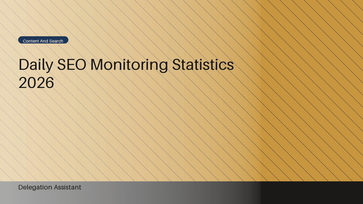 Deterministic editorial research dashboard illustrating daily SEO monitoring statistics