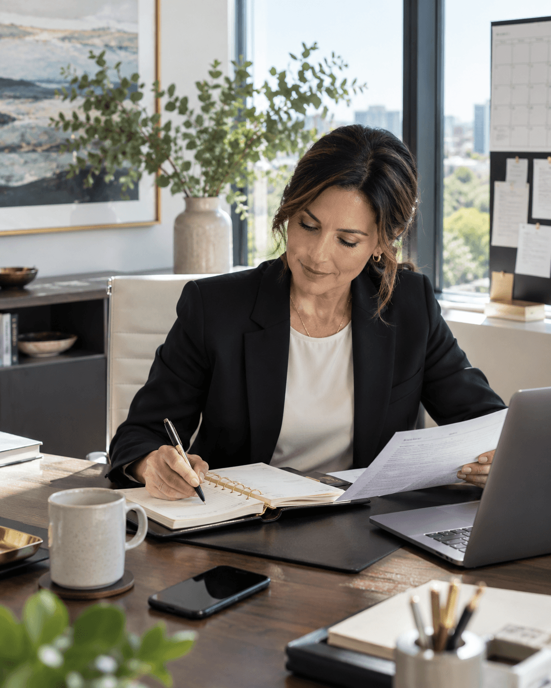 Executive assistant coordinating priorities in a structured workday